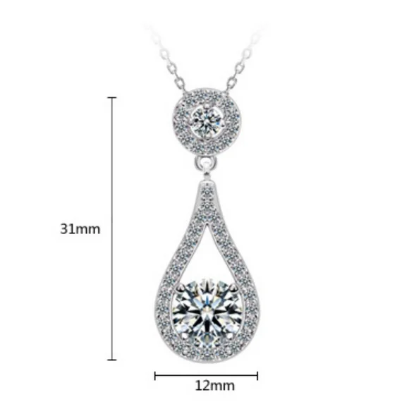 Elegant Silver Tear Drop White Diamond Necklace - Picture 4 of 4